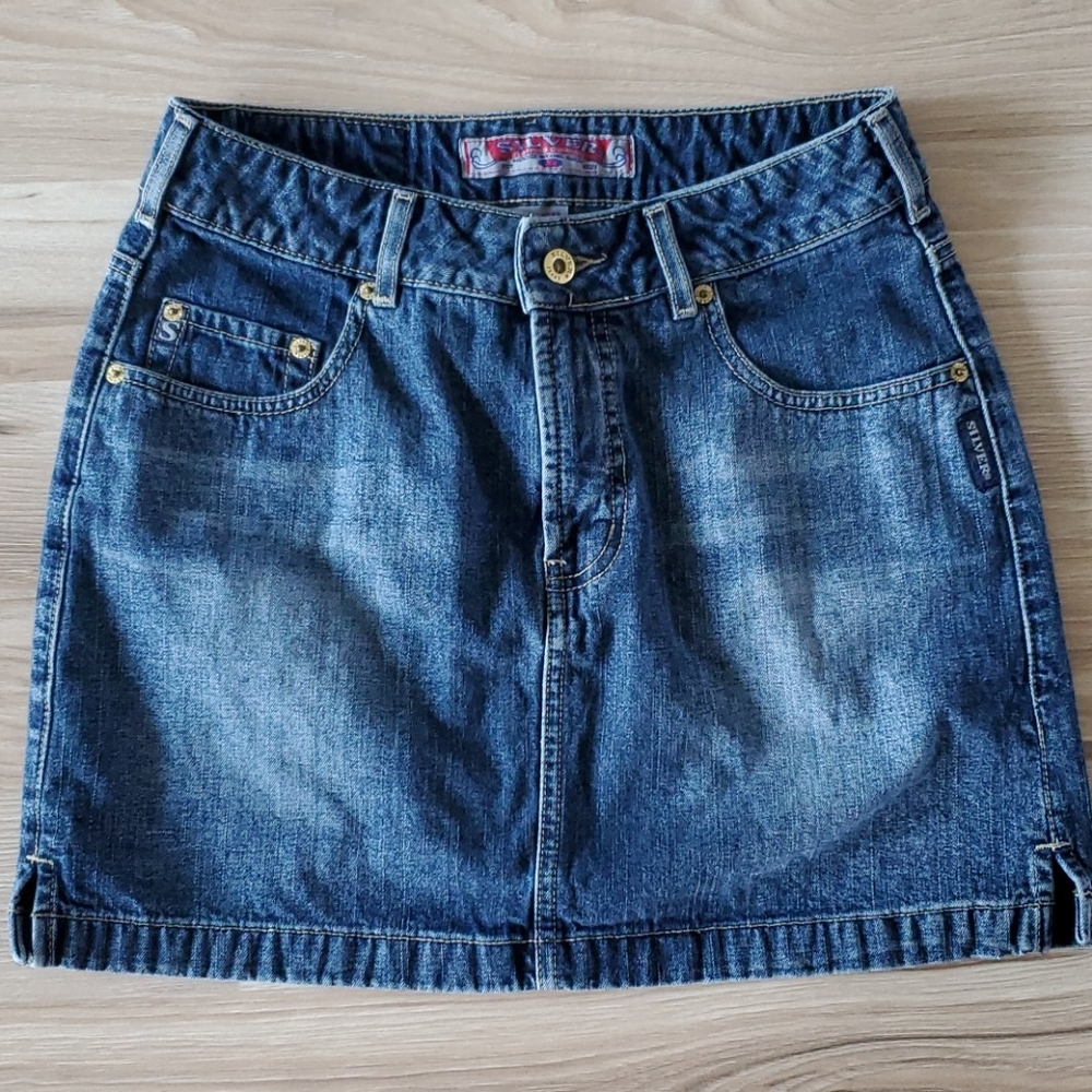 Silver Jean Skirt size M/28 - Picture 1 of 3